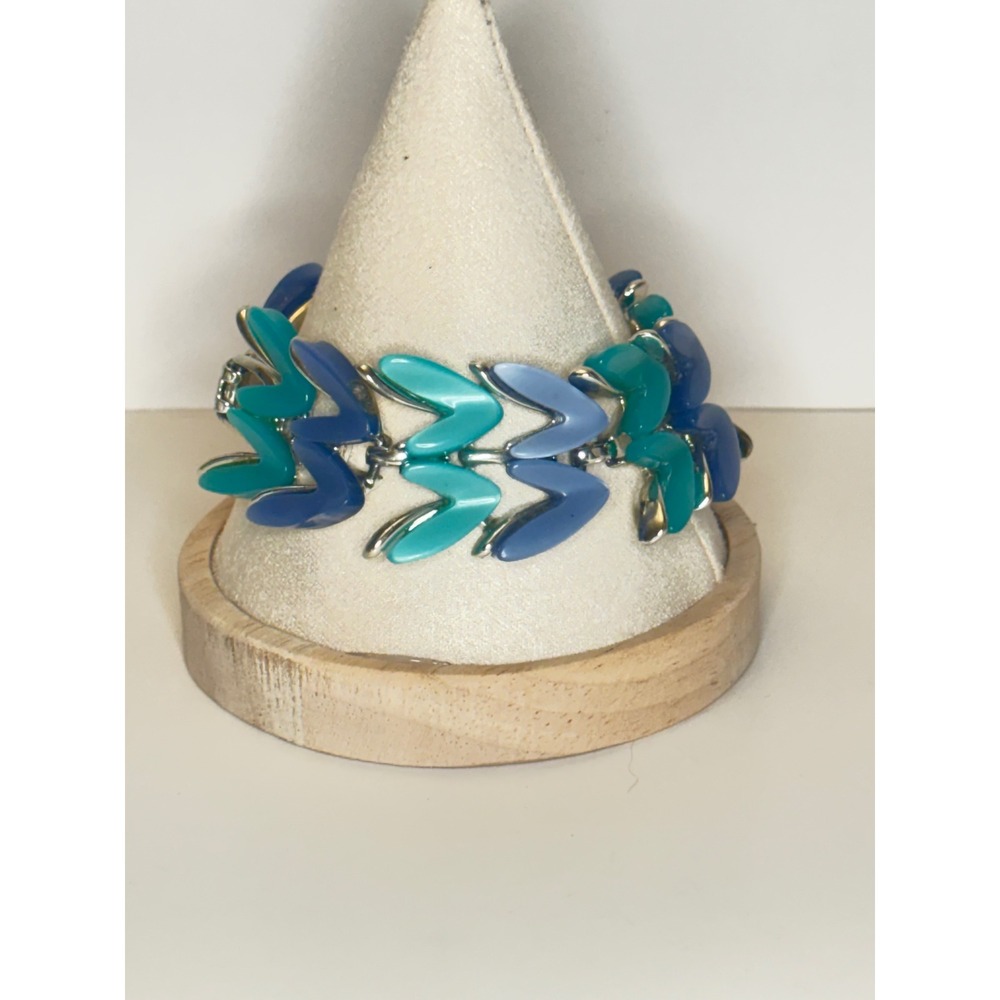 Vintage Thermoset Bracelet 1950s Mid Century Modern Blue Purple Claudette Link
